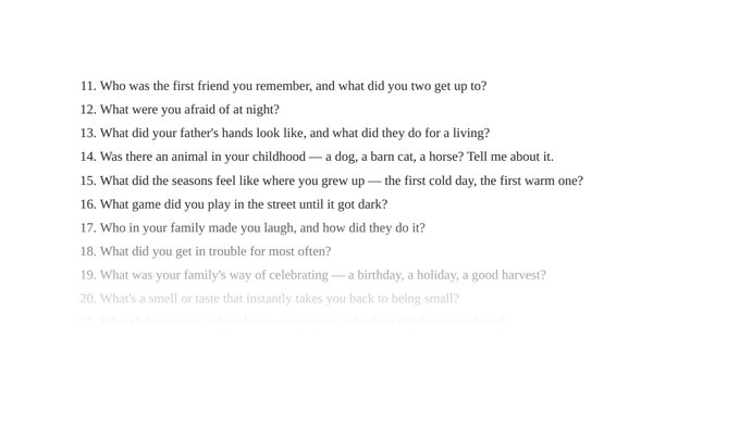 A spread from the master question bank