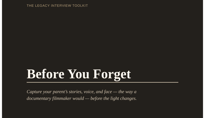 The opening page of the Before You Forget core workbook
